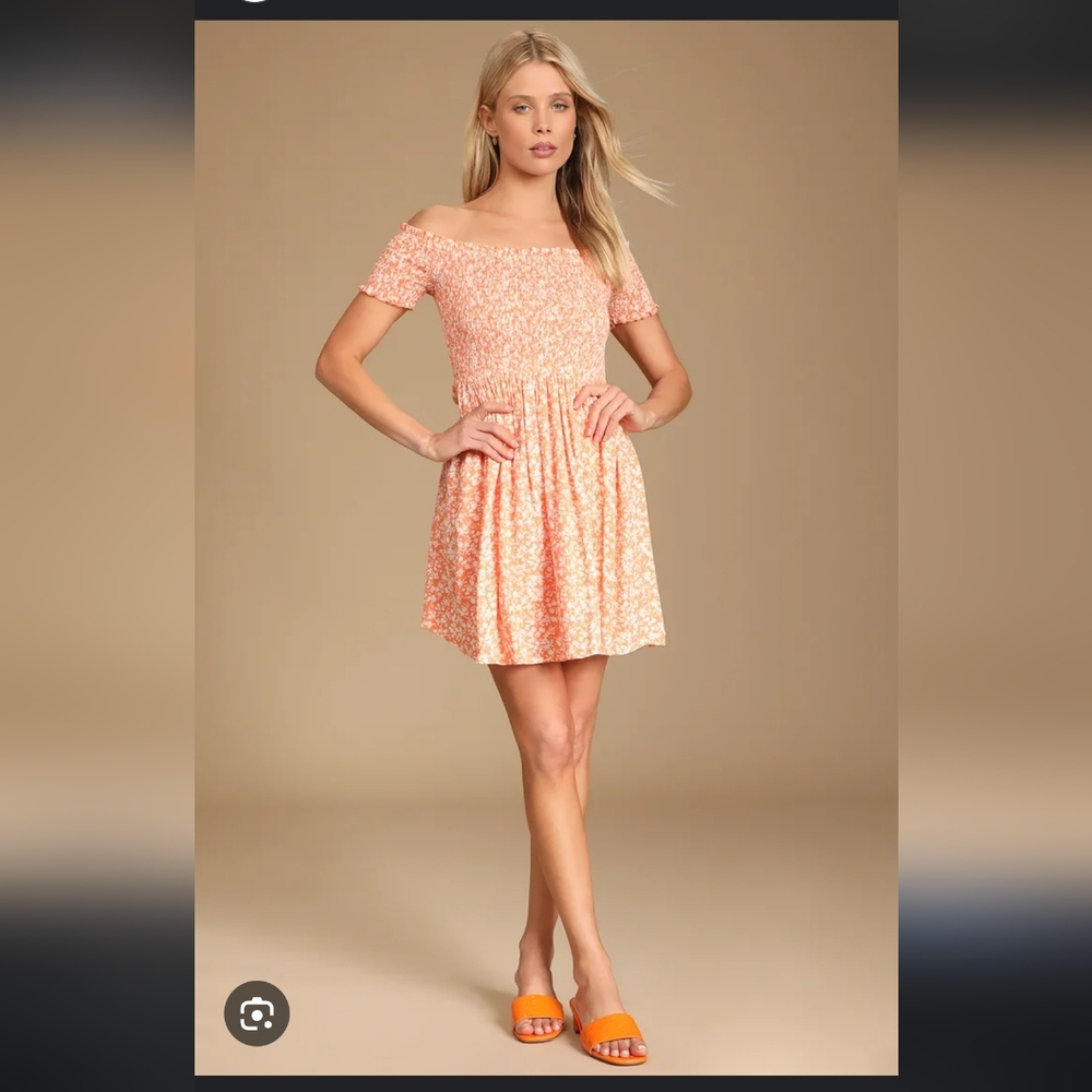 Elegant Off-Shoulder Orange Dress